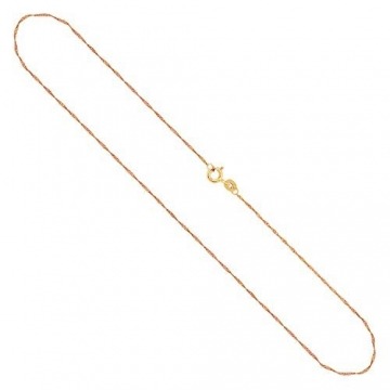 Echtgold Kette Damen 1 mm, Singapurkette 333 Gold, Goldkette mit Stempel und Federringverschluss, Länge 45 cm, Gewicht ca. 0,8 g, Made in Germany - 1