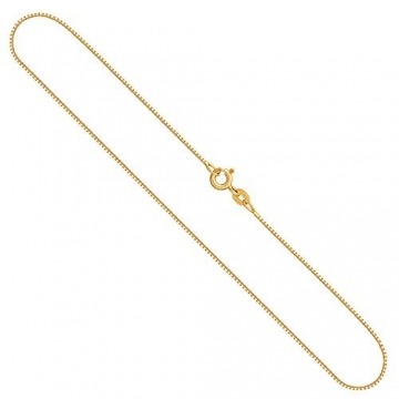 EDELWEISS Edle Damen Gold Halskette 0,7 mm, Venezianerkette 333 aus Gelbgold, Echt Gold Kette mit Stempel, Goldkette mit Federringverschluss, Länge 50 cm, Gewicht ca. 1,6 g, Made in Germany - 1