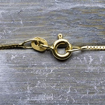 Edle Damen Gold Halskette 0,7 mm, Venezianerkette 585 aus Gelbgold, Echt Gold Kette mit Stempel, Goldkette mit Federringverschluss, Länge 36 cm, Gewicht ca. 1,4 g, Made in Germany - 5