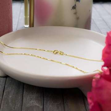 Edle Damen Gold Halskette 0,7 mm, Venezianerkette 750 aus Gelbgold, Echt Gold Kette mit Stempel, Goldkette mit Federringverschluss, Länge 50 cm, Gewicht ca. 2,4 g, Made in Germany - 2