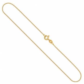 Edle Damen Gold Halskette 0,7 mm, Venezianerkette 750 aus Gelbgold, Echt Gold Kette mit Stempel, Goldkette mit Federringverschluss, Länge 50 cm, Gewicht ca. 2,4 g, Made in Germany - 1