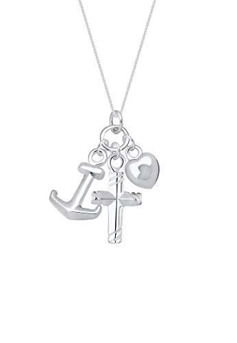 Elli Halskette Damen Anker Herz Kreuz Anhänger in 925 Sterling Silber - 1