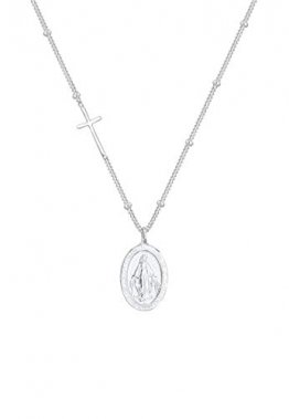 Elli Halskette Damen by @lleennyyy mit Marienbild Anhänger und Kreuz in 925 Sterling Silber - 1