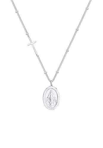 Elli Halskette Damen by @lleennyyy mit Marienbild Anhänger und Kreuz in 925 Sterling Silber - 1