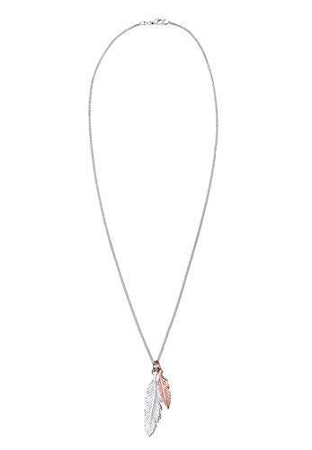 Elli Halskette Damen Feder Anhänger Boho Look Trend Bi-Color in 925 Sterling Silber - 2