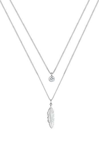 Elli Halskette Damen Feder Boho Swarovski Kristalle in 925 Sterling Silber - 3