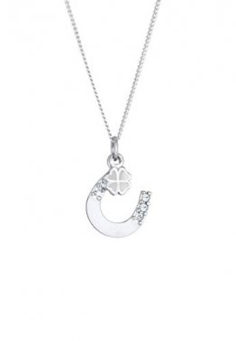 Elli Halskette Damen mit Anhänger Hufeisen Kleeblatt mit Swarovski® Kristallen in 925 Sterling Silber - 1