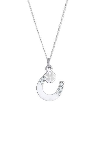 Elli Halskette Damen mit Anhänger Hufeisen Kleeblatt mit Swarovski® Kristallen in 925 Sterling Silber - 1