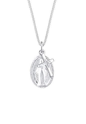 Elli Halskette Damen mit Marienbild Kreuz Anhänger in 925 Sterling Silber - 1