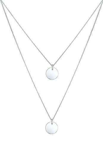 Elli Halskette Damen Plättchen Anhänger 2-lagig in 925 Sterling Silber - 4