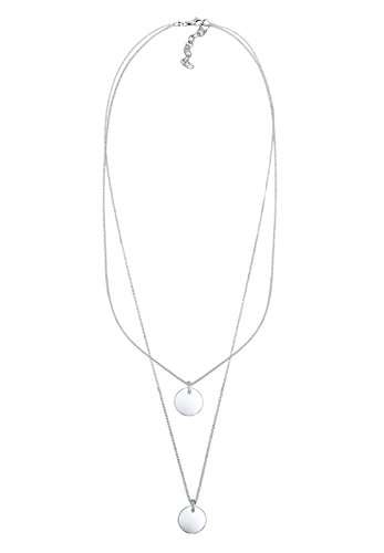 Elli Halskette Damen Plättchen Anhänger 2-lagig in 925 Sterling Silber - 6