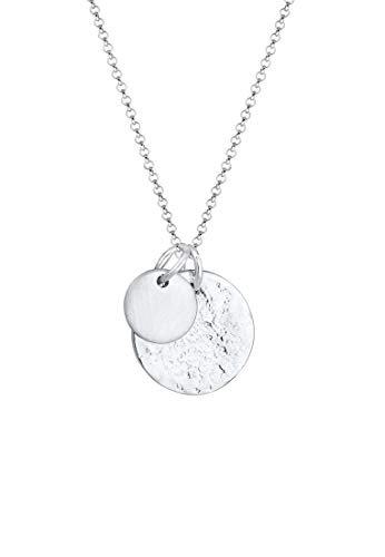 Elli Halskette Damen Plättchen Gehämmert Organic Look Minimal aus 925 Sterling Silber vergoldet - 1