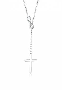 Elli Halskette Damen Y-Chain mit Kreuz Infinity Symbol in 925 Sterling Silver - 45cm Länge - 1