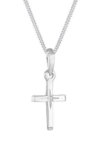 Elli Halskette Halskette Damen mit Kreuz Anhänger und Sterngravur in 925 Sterling Silber - 1