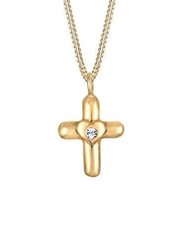 Elli Halskette Kinder Kreuz Herz Cute mit Swarovski® Kristalle in 925 Sterling Silber - 1