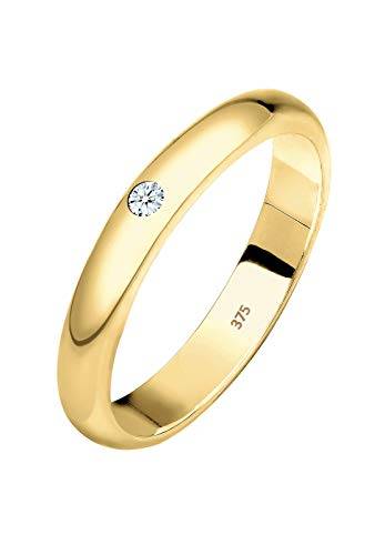 Elli PREMIUM Ring Damen Ehering Solitär mit Diamant (0.03 ct.) in 375 Gelbgold - 1