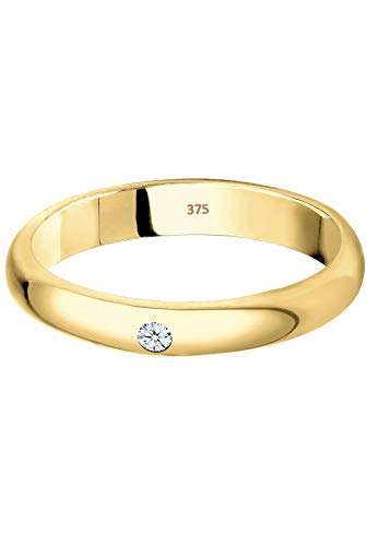 Elli PREMIUM Ring Damen Ehering Solitär mit Diamant (0.03 ct.) in 375 Gelbgold - 4