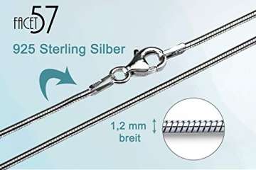 Facet57 Schlangenkette (1,2 mm breit) aus 925 Sterling Silber rhodiniert Halskette 60 cm: Feine Silberkette - Made in Germany - 7