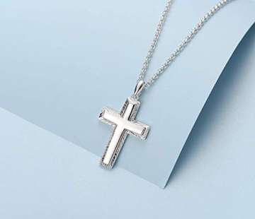 FANCIME Männer Kreuz Kette aus 925 Sterling Silber Weiß Vergoldet Hochglanz Poliert Kreuz Anhänger Halskette Schmuck für Herren Jungs Kinder - Kettenlänge: 51 cm - 4