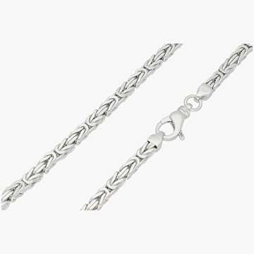 FeinWert Königskette rhodiniert 925 Sterling Silber vierkant Kette Collier 5.0 mm, 50 cm - 2