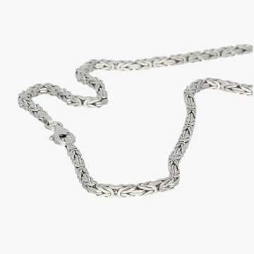 FeinWert Königskette rhodiniert 925 Sterling Silber vierkant Kette Collier 5.0 mm, 50 cm - 4