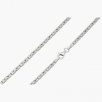 FeinWert Königskette rhodiniert 925 Sterling Silber vierkant Kette Collier 5.0 mm, 50 cm - 1