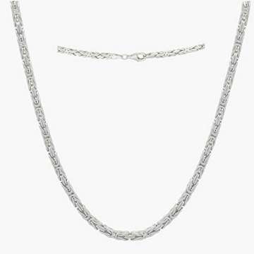 FeinWert Königskette rhodiniert 925 Sterling Silber vierkant Kette Collier 5.0 mm, 50 cm - 5