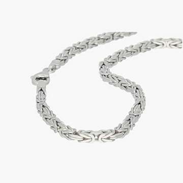 FeinWert Königskette rhodiniert 925 Sterling Silber vierkant Kette Collier 5.0 mm, 50 cm - 6