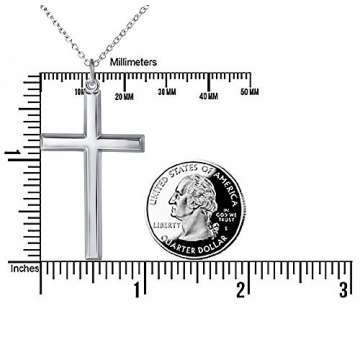 Flyow 925 Sterling Silber klassische Simpel Kreuz Kette Anhänger Schmuck Halskette für Herren, Silber Kette 61 cm Geschenk (Silber Kreuz) - 4