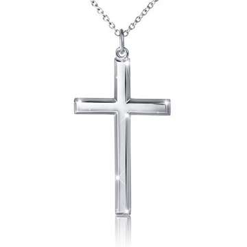 Flyow 925 Sterling Silber klassische Simpel Kreuz Kette Anhänger Schmuck Halskette für Herren, Silber Kette 61 cm Geschenk (Silber Kreuz) - 1