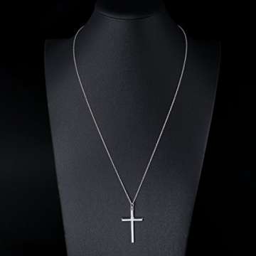 Flyow 925 Sterling Silber klassische Simpel Kreuz Kette Anhänger Schmuck Halskette für Herren, Silber Kette 61 cm Geschenk (Silber Kreuz) - 5