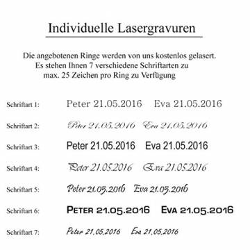 frencheis Eheringe Trauringe Gold massiv Weißgold Deutsche Handfertigung aus unserer Goldschmiede Ringgravur mit Präzisions Lasergravur G420 (8 Karat (333) Weißgold) - 3