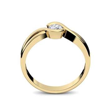 Gold-Ring Verlobungsringe Gelbgold 333 echt Gold von AMOONIC mit Zirkonia Stein inkl. Luxusetui +Goldring Gelbgold Ring wie Diamant Ehering Gold Trauring Damenschmuck FF388GG333ZIFA52 - 2