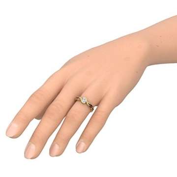 Gold-Ring Verlobungsringe Gelbgold 333 echt Gold von AMOONIC mit Zirkonia Stein inkl. Luxusetui +Goldring Gelbgold Ring wie Diamant Ehering Gold Trauring Damenschmuck FF388GG333ZIFA52 - 4