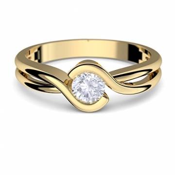 Gold-Ring Verlobungsringe Gelbgold 333 echt Gold von AMOONIC mit Zirkonia Stein inkl. Luxusetui +Goldring Gelbgold Ring wie Diamant Ehering Gold Trauring Damenschmuck FF388GG333ZIFA52 - 1