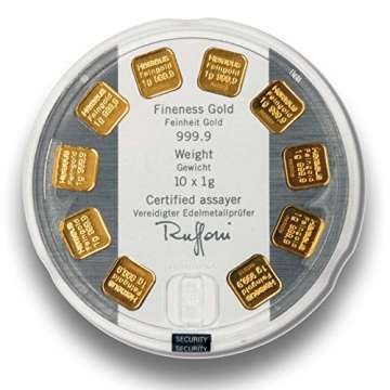 Goldarren 10g (10x 1 Gramm Feingold) - Heraeus MultiDisc - 10g Feingold 999.9 - Made in Germany - 2