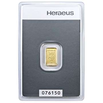 Goldbarren 1g Heraeus im edlen Geschenk-Etui mit Grußkarte - Schwarz - Feingold 999,9 (1g Gold) - 7