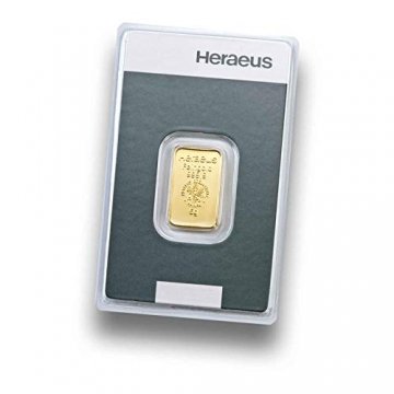 Goldbarren  5 Gramm Heraeus - Feingold 999.9 im Scheckkartenformat - LBMA zertifiziert - Anlagegold24 h 7 Tage online kaufen - Edelmetalle als Anlage und Geschenk - 1