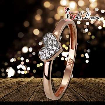 GoldDream Gold Ring 8 Karat Zirkonia weiß Herz Gr.60 333er Rosegold D3GDR503E60 Gold, Rosegold Ringschmuck für die Frau - 5