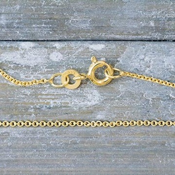 Goldkette Damen Echtgold 1,1 mm, Ankerkette rund aus 333 Gelbgold, Kette Gold mit Stempel und Federringverschluss, 45 cm Länge, Gewicht ca. 1,6 g, Made in Germany - 3