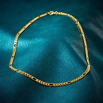 Goldkette, Figarokette diamantiert Gelbgold 333/8 K, Länge 60 cm, Breite 4.3 mm, Gewicht ca. 22 g, NEU - 8