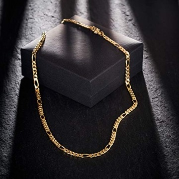 Goldkette, Figarokette diamantiert Gelbgold 333/8 K, Länge 60 cm, Breite 4.3 mm, Gewicht ca. 22 g, NEU - 9
