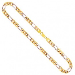 Goldkette, Figarokette hohl Bicolor 750/18 K, Länge 45 cm, Breite 5.7 mm, Gewicht ca. 13.2 g, NEU - 1