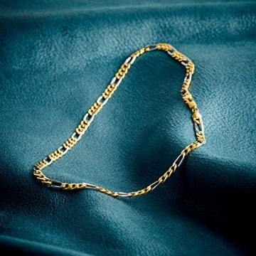 Goldkette, Figarokette hohl Bicolor 750/18 K, Länge 45 cm, Breite 5.7 mm, Gewicht ca. 13.2 g, NEU - 4