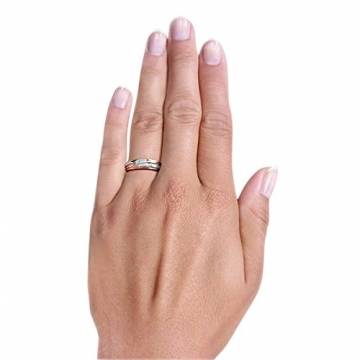 Goldmaid Damen-Ring Bicolor 375 mattiert Diamant (0.06 ct) weiß Brillantschliff Gr. 58 (18.5)-Fo R7395RW58 Verlobungsring Diamantring - 2