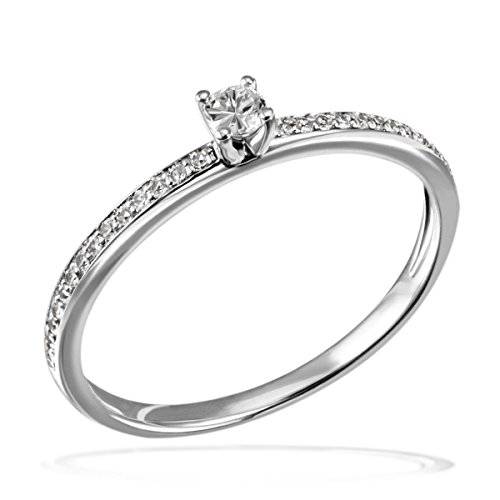 Goldmaid Damen-Ring Verlobung 585 Weißgold Diamant (0.18 ct) weiß  Brillantschliff Gr. 58 (18.5)-Pa R7437WG58 Verlobungsring Diamantring