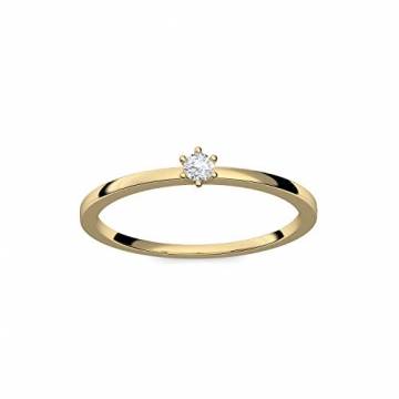 Goldring Damen 585 Verlobungsringe Gold Diamant 0,05 Carat H/si **sehr gute Qualität** +inkl. Luxusetui+ Diamantring solitär schmal dünn Goldring Diamant Ring Gold Diamantring Gelbgold FF50GG585BRFA56 - 3