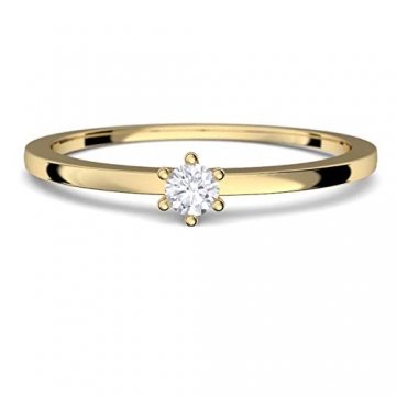 Goldring Damen 585 Verlobungsringe Gold Diamant 0,05 Carat H/si **sehr gute Qualität** +inkl. Luxusetui+ Diamantring solitär schmal dünn Goldring Diamant Ring Gold Diamantring Gelbgold FF50GG585BRFA56 - 1