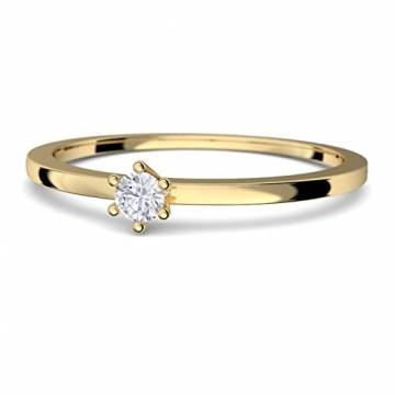 Goldring Damen 585 Verlobungsringe Gold Diamant 0,05 Carat H/si **sehr gute Qualität** +inkl. Luxusetui+ Diamantring solitär schmal dünn Goldring Diamant Ring Gold Diamantring Gelbgold FF50GG585BRFA56 - 8