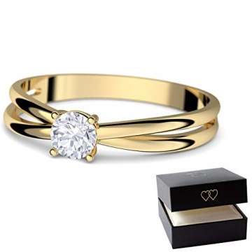 Goldring Verlobungsringe Gold 333 GRATIS LUXUSETUI Goldring 333er Gold Ring echt von AMOONIC mit Zirkonia Stein Goldring Gelbgold wie Verlobungsring Ring Diamantring Solitär FF386GG333ZIFA52 - 4